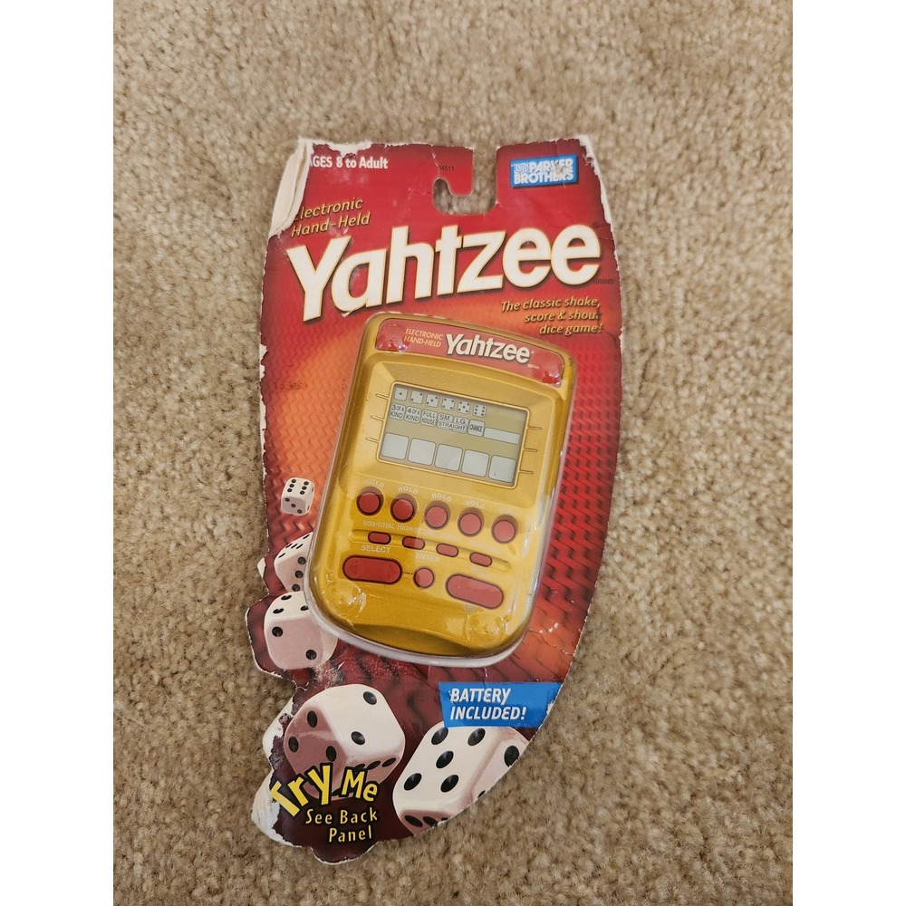 Vintage Parker Brothers Electronic Hand-Held Yahtzee Game Gold New